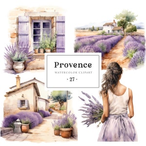 Lavanda Clipart, Provence Clipart, França Clipart, Viagem Clipart, Lavanda Aquarela, Campo Rústico Francês, Campo de Lavanda Png
