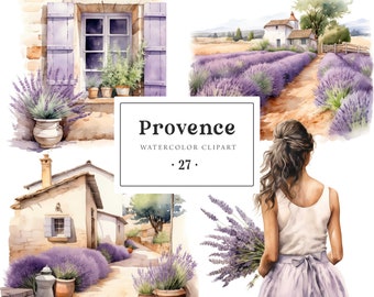 Lavender Clipart, Provence Clipart, France Clipart, Travel Clipart, Lavender Watercolor, Rustic French Countryside, Lavender Field Png