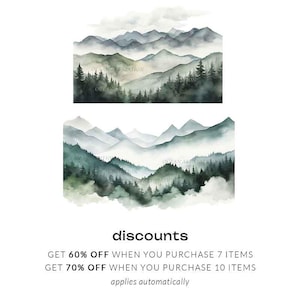 Mountain Clipart Watercolor, Foggy Mountain Landscape Png, Misty Forest Clipart, Nature Clipart, Forest Landscape, Nature Illustrations image 2