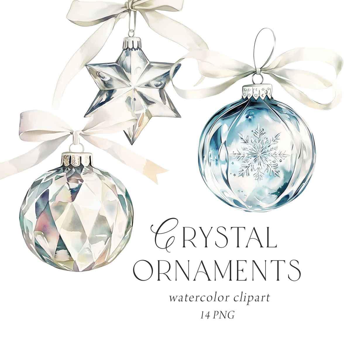 Christmas Ornaments Clipart, Elegant Christmas Ornaments Watercolor, Christmas Invitations, PNG, Christmas Ornament Party, Commercial Use