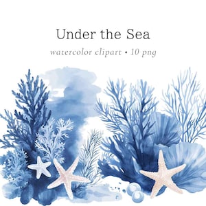 Clipart marin, clipart sous la mer, récif de corail, clipart mariage plage, clipart sous-marin, usage Commercial, mariage sur la plage