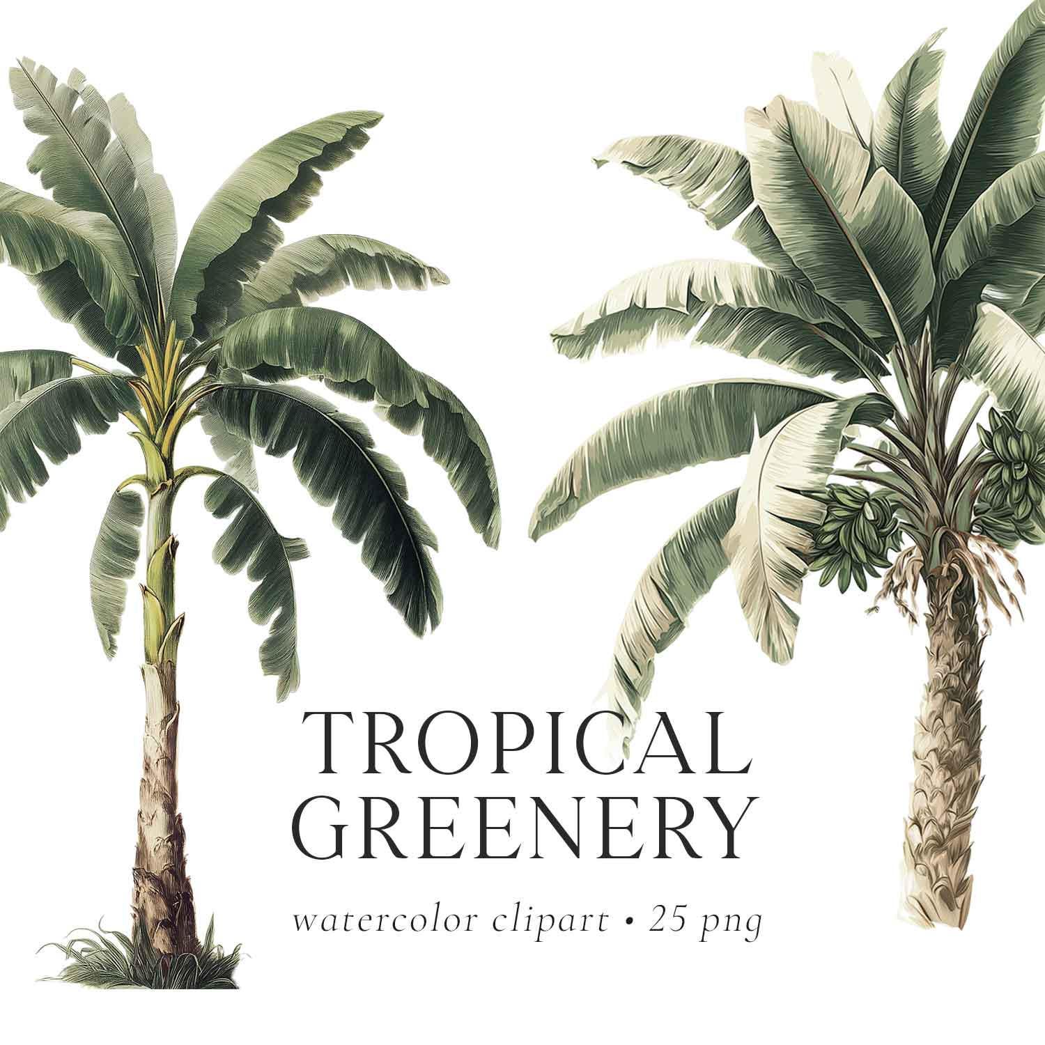 Palms Clipart, Tropical Greenery Clipart, Palm Leaves Clipart, Summer Clipart, Exotic Tropical Invitation Clipart Png, Palm Trees