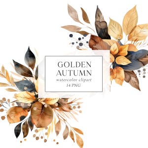 Clipart floral automne, clipart bouquets automne, clipart floral automne, aquarelle Clipart automne Boho, faire-parts automne, cadres automne et couronnes