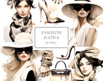 Fashion Girls Clipart, Fashion Model, Boss Babe Clipart Png, Glamour Clipart, Fashion Women Clipart, Elegant Chic Girls, Stickers, F1