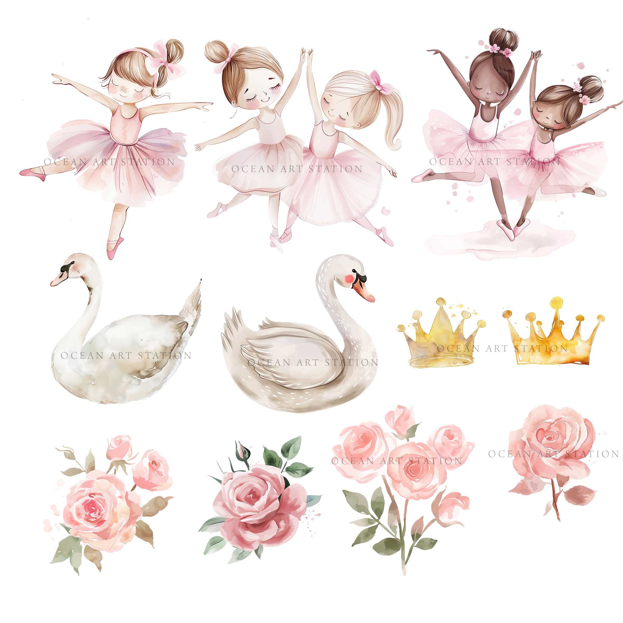 Ballerinas Clipart, Pink Ballerina Png, Cute Ballet Clipart, Swan Lake ...