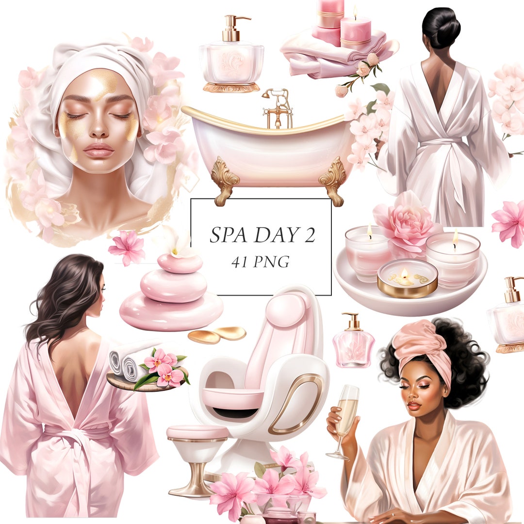 Pink Spa Clipart, Self Care Clipart, Pink Cosmetics Clipart, Relax Me