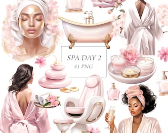 Pink Spa Clipart, Self Care Clipart, Pink Cosmetics Clipart, Relax Me Time, Spa Retreat Vacation, Commercial Use, Beauty Clipart, Png
