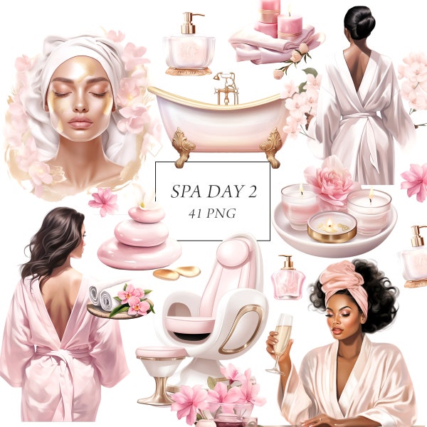 Pink Spa Clipart, Self Care Clipart, Pink Cosmetics Clipart, Relax Me Time, Spa Retreat Vacation, Commercial Use, Beauty Clipart, Png