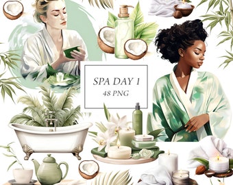 Spa Clipart, Self Care Clipart, Zen Clipart, Cosmetics Clipart, Relax Me Time, Spa Retreat Vacation, Commercial Use, Beauty Clipart, Png