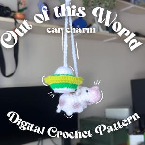 UFO and Cow Car Charm Crochet Pattern Easy Low-Sew (PDF Digital Download)