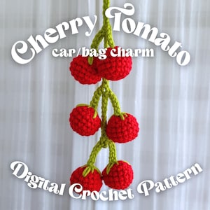Easy Low-sew Crochet Pattern Cherry Tomato hanging Car Charm crochet Pattern Tomato crochet pattern crocheted tomato pattern easy pattern