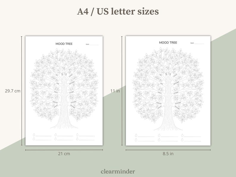 Mood Tree: Printable Mood Tracker Template, Yearly Emotion Tracking. A4 ...