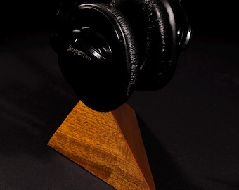 Contemporary Single Pyramid Headphone stand made of Mahogany by M-ski