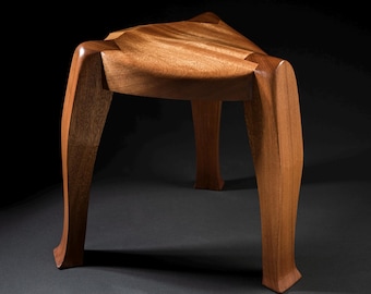 Handcrafted Mahogany Guitar / Piano Stool: Three-Legged Bench