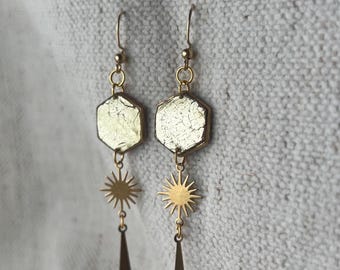 Polymer Clay Gold Earrings | Gold Foil Earrings | Polymer Clay Earrings | Dangle Earrings | Dangle Drop Earrings | Gifts for Her