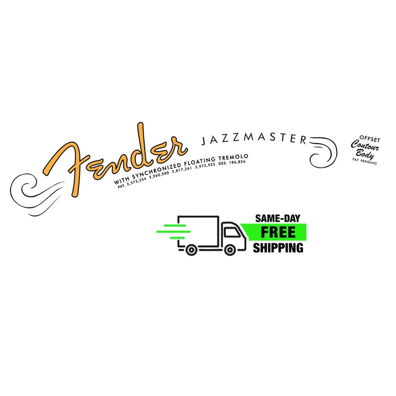 2pack Fender Jazzmaster Decal Ultrahires 70s Vintage Style NEW Non