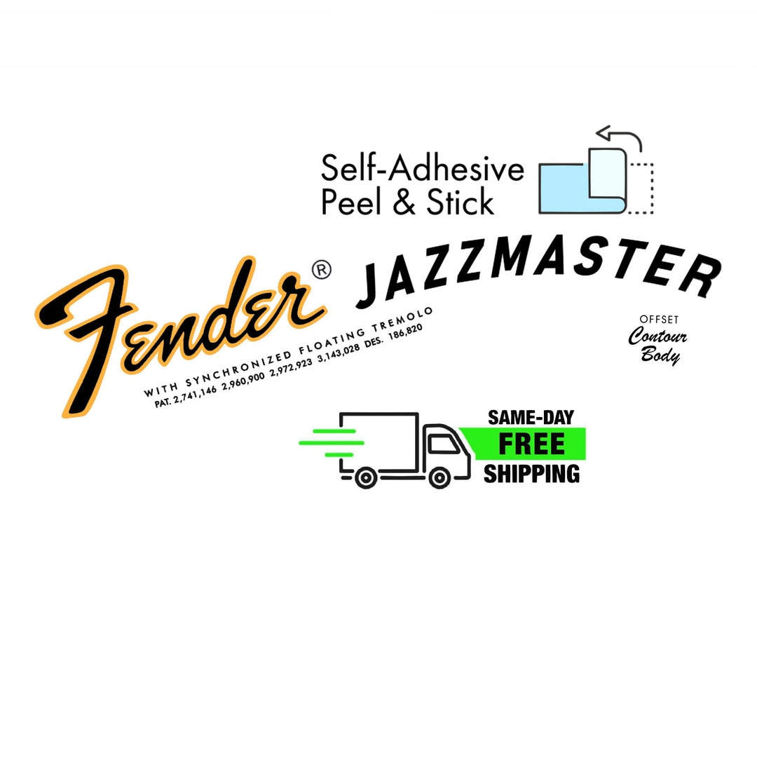 Jazzmaster Decal Headstock 70s Peel and Stick Guitars NEW Non-Metallic | UK Jazzmaster Decal Headstock 70s Peel and Stick Guitars NEW Non-Metallic | UK