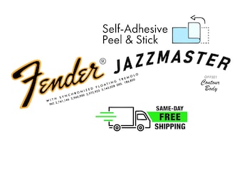 Paquete de 2 calcomanías adhesivas Jazzmaster estilo Fender de los años 70, ultraalta resolución, NUEVAS, no metálicas