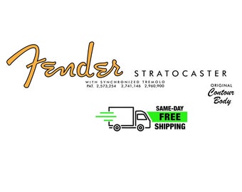 2-Pack Stratocaster Decal 50s 70s Ultra-hi-res Fender Style NEW Metallic/Non-Metallic