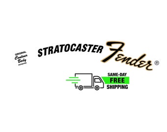 2-Pack Left-Handed Fender Stratocaster Headstock Decal 70s Vintage Style NEW Non-Metallic