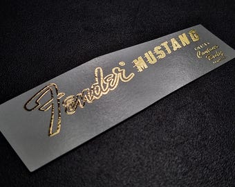 2-Pack Fender Mustang Decal Waterslide Headstock Gold Silver Chrome Ultra-hi-res NEW Metallic