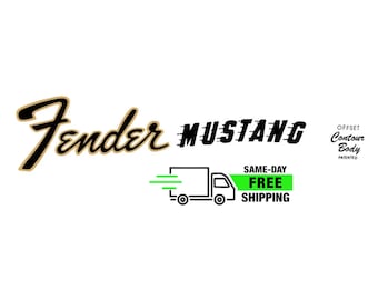 2-Pack Fender Mustang Decal Waterslide Headstock Ultra-hi-res NEW Non-Metallic