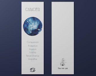 Marque-page cancer astrologie, signe astrologique cancer, illustration astrologie, Signet pour livre