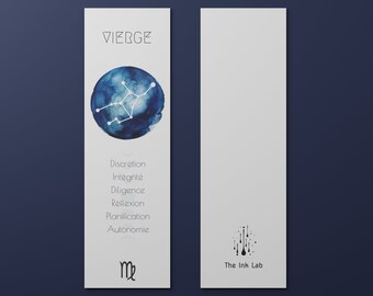 Marque-page vierge astrologie, signe astrologique vierge, illustration astrologie, Signet pour livre