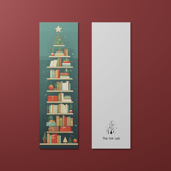 Marque-page noël livre, Marque page papier arbre de noël, Illustration noël, Signet pour livre