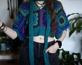 Reversible Crochet Top with Butterfly Sleeves – 100% Cotton
