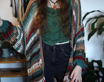 Oversized Openwork Crochet Cardigan – 100% Cotton