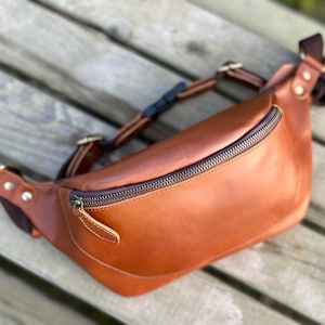 Premium Leather Waist Bag, Handmade Fanny Pack, Genuine Leather Belt Bag for Men & Women, Travel Crossbody Bum Bag image 1