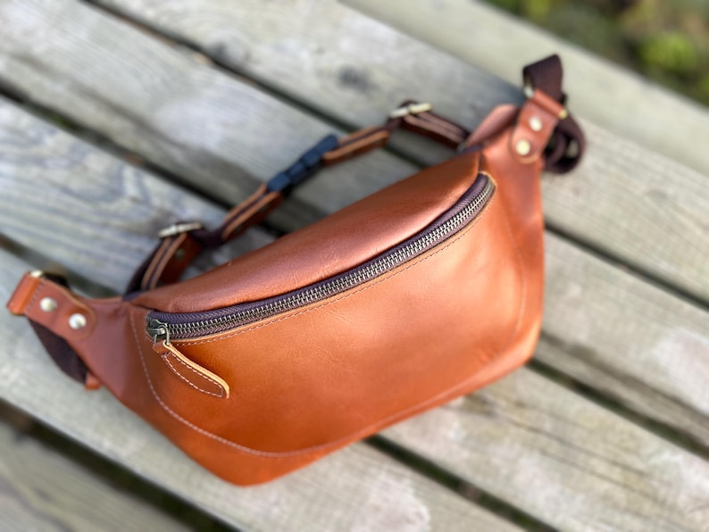 Premium Leather Waist Bag, Handmade Fanny Pack, Genuine Leather Belt Bag for Men & Women, Travel Crossbody Bum Bag image 1