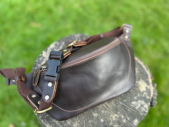 Handgemachte echt Leder Bauchtasche, echtes Leder Sling Bag, Brusttasche für Damen Herren, Gürteltasche aus echtem Leder, Herren Fanny Pack