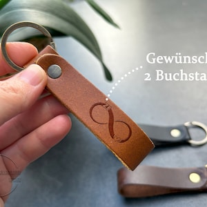 Leather keychain with engraving, heart infinity, coordinates, personalized, infinity sign, gift for Valentine&#39;s Day, partner
