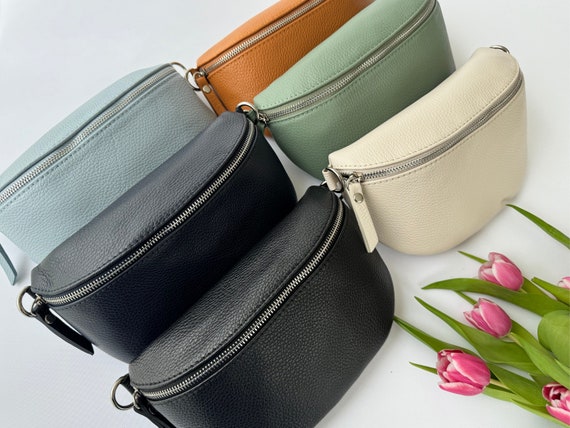 Leder Schultertasche mit extra gemusterten Riemen Leder Crossbody bag Leder Bauchtasche zum Muttertag Umhängetasche mit verschiedenen Größen