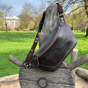 Premium Leather Waist Bag, Handmade Fanny Pack, Christmas Gift Idea, Genuine Leather Belt Bag for him, Crossbody Bum Bag image 6