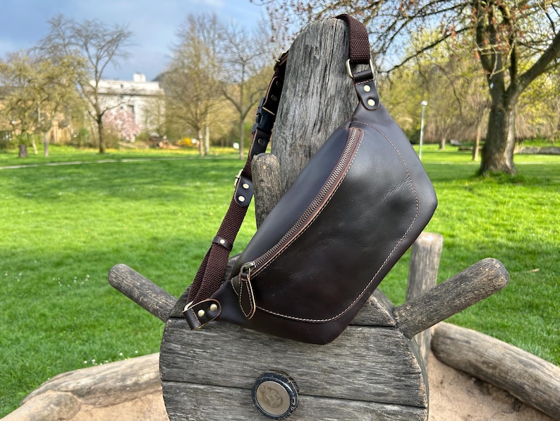 Premium Leather Waist Bag, Handmade Fanny Pack, Christmas Gift Idea, Genuine Leather Belt Bag for him, Crossbody Bum Bag image 6