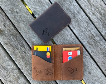 Leder Kartenetui, Benutzerdefinierte Initialen Slim Card Wallet, Geldbörse, Geschenk für Valentinstag, personalisierte schlanke Brieftasche