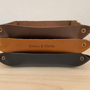 Gepersonaliseerde kerst-valetlade, leren sleutellade, leren opberglade met gravering, handgemaakt cadeau, leren lade