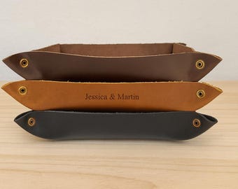 Custom Leather Valet Tray, Personalized Gift for Him, Handmade Christmas Present, Leather organizer