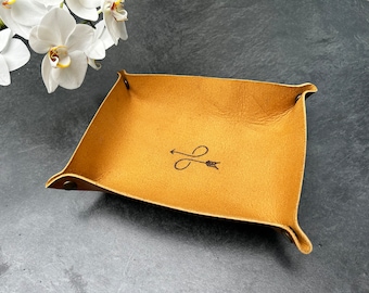 Personalized Valet Tray, Leather Key Tray, Leather Catch All Tray, Handmade Gift, Gift for Christmas, Leather Tray