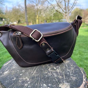 Premium Leather Waist Bag, Handmade Fanny Pack, Christmas Gift Idea, Genuine Leather Belt Bag for him, Crossbody Bum Bag image 12