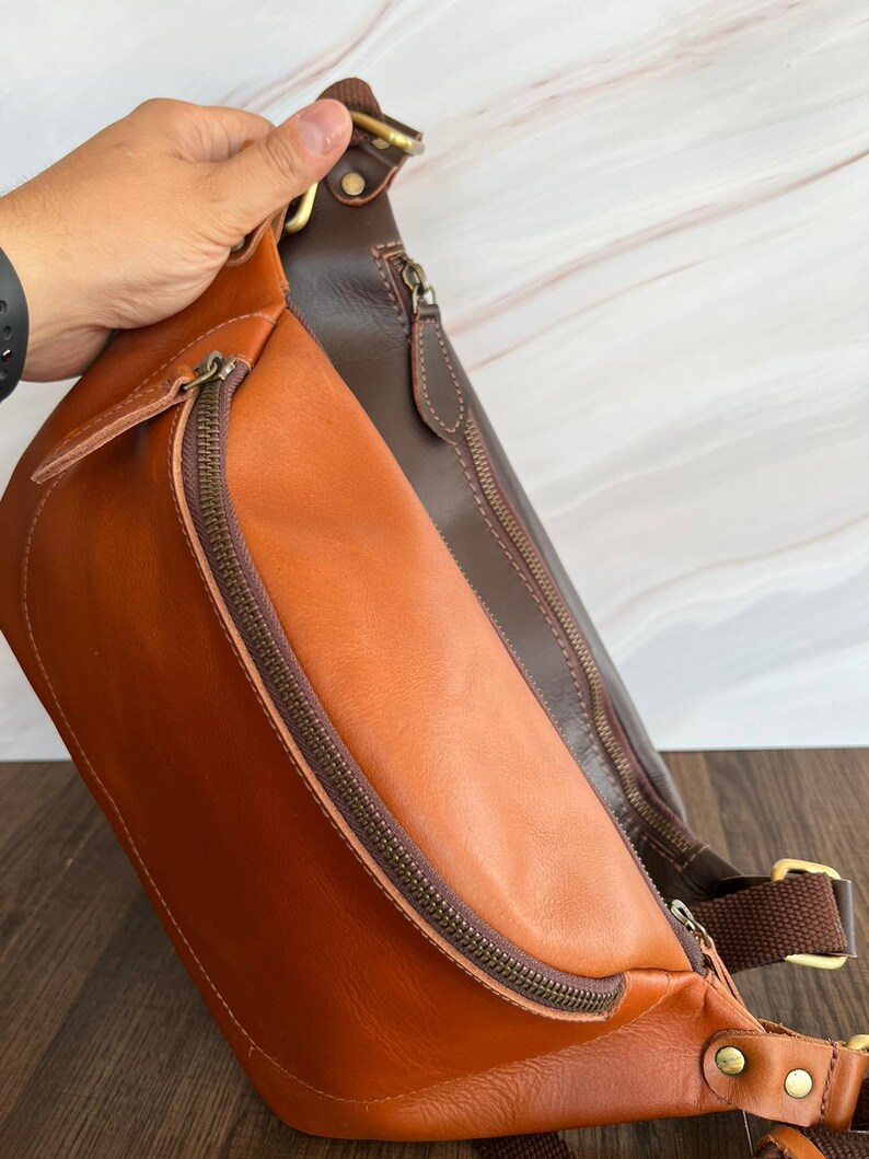 Premium Leather Waist Bag, Handmade Fanny Pack, Genuine Leather Belt Bag for Men & Women, Travel Crossbody Bum Bag image 13