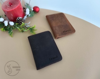 portefeuille slim personnalisé, porte-cartes en cuir, portefeuille en cuir pour hommes, étui pour cartes de crédit, porte-cartes en cuir, cadeau de Noël