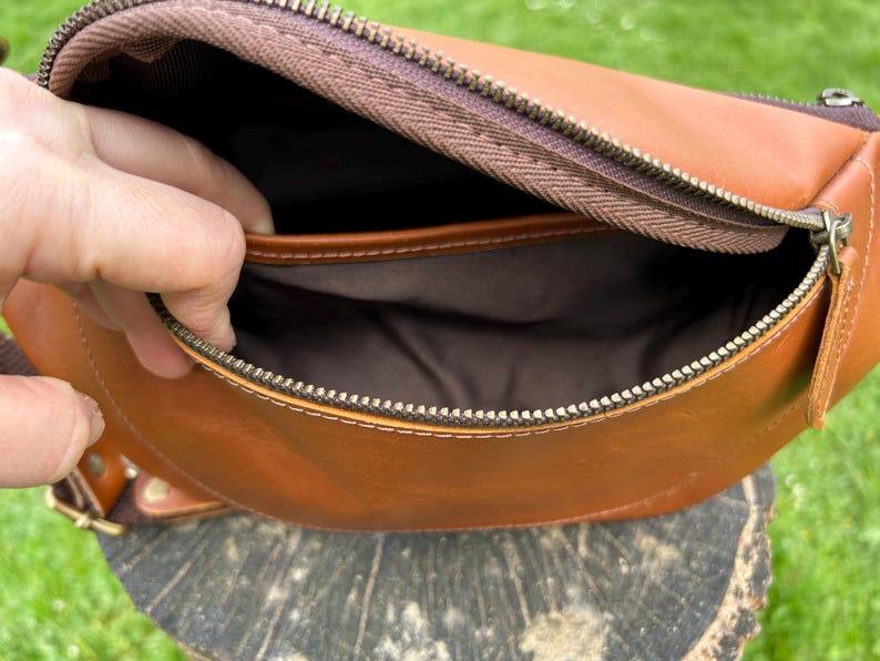 Premium Leather Waist Bag, Handmade Fanny Pack, Christmas Gift Idea, Genuine Leather Belt Bag for him, Crossbody Bum Bag image 13