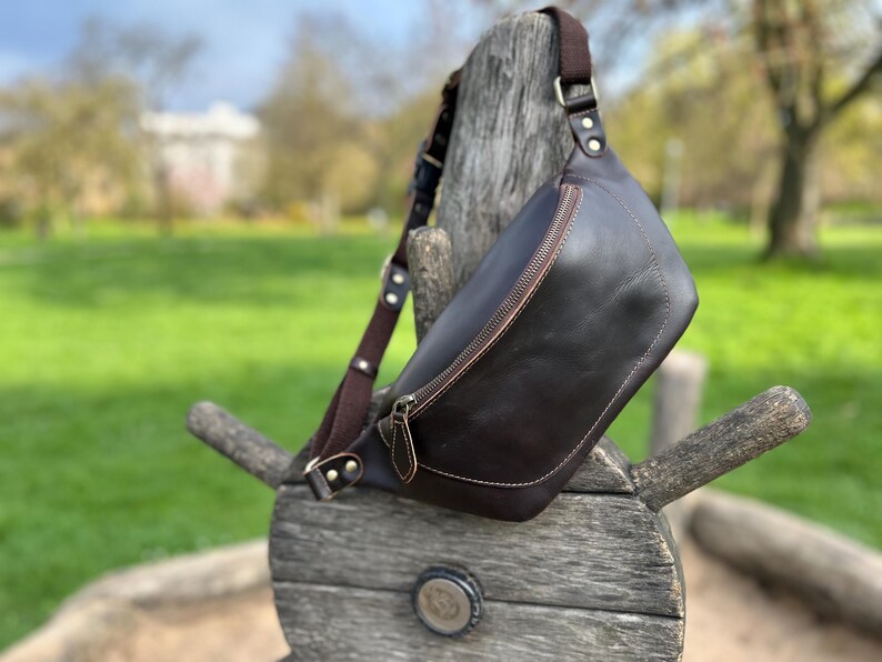 Premium Leather Waist Bag, Handmade Fanny Pack, Genuine Leather Belt Bag for Men & Women, Travel Crossbody Bum Bag image 14