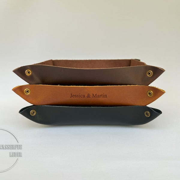 Personalized Valet Tray, Leather Tray, Leather Catch All Tray, Christmas Gift, Gift for him, Key Tray, Handmade Gift