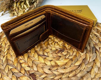 Handgefertigte  Herren  Geldtasche, Weihnachtsgeschenk, Personalisiertes Portemonnaie,  Geldbörse,  Echtleder  Brieftasche