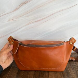 Premium Leather Waist Bag, Handmade Fanny Pack, Genuine Leather Belt Bag for Men & Women, Travel Crossbody Bum Bag image 3
